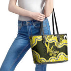 Yellow Ribbon Sarcoma Awareness Month Leather Tote Bag Aboriginal Art - Aussie Hoodie