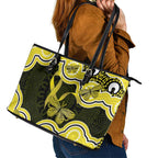 Yellow Ribbon Sarcoma Awareness Month Leather Tote Bag Aboriginal Art - Aussie Hoodie