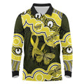Yellow Ribbon Sarcoma Awareness Month Long Sleeve Polo Shirt Aboriginal Art - Aussie Hoodie