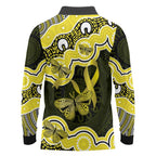 Yellow Ribbon Sarcoma Awareness Month Long Sleeve Polo Shirt Aboriginal Art - Aussie Hoodie