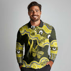 Yellow Ribbon Sarcoma Awareness Month Long Sleeve Polo Shirt Aboriginal Art - Aussie Hoodie
