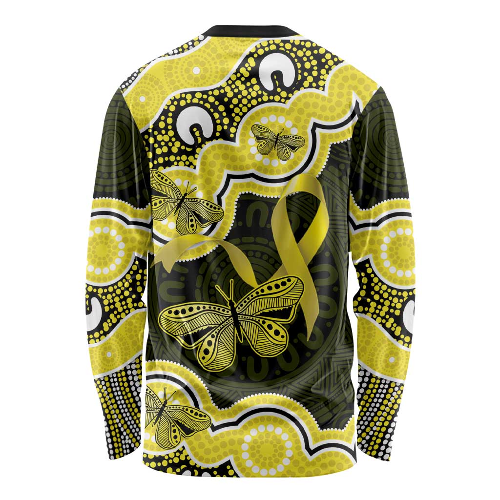 Yellow Ribbon Sarcoma Awareness Month Long Sleeve Shirt Aboriginal Art - Aussie Hoodie