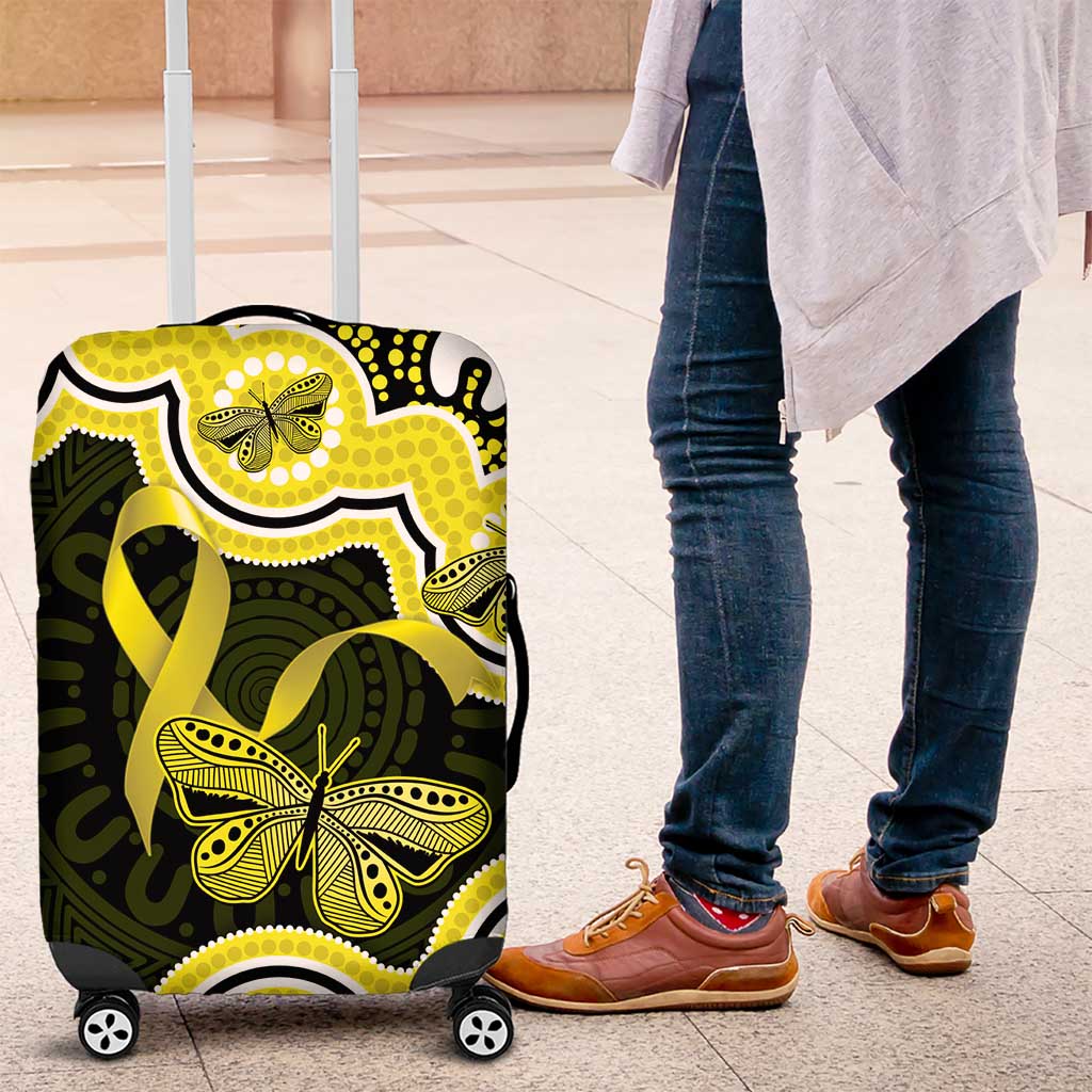 Yellow Ribbon Sarcoma Awareness Month Luggage Cover Aboriginal Art - Aussie Hoodie