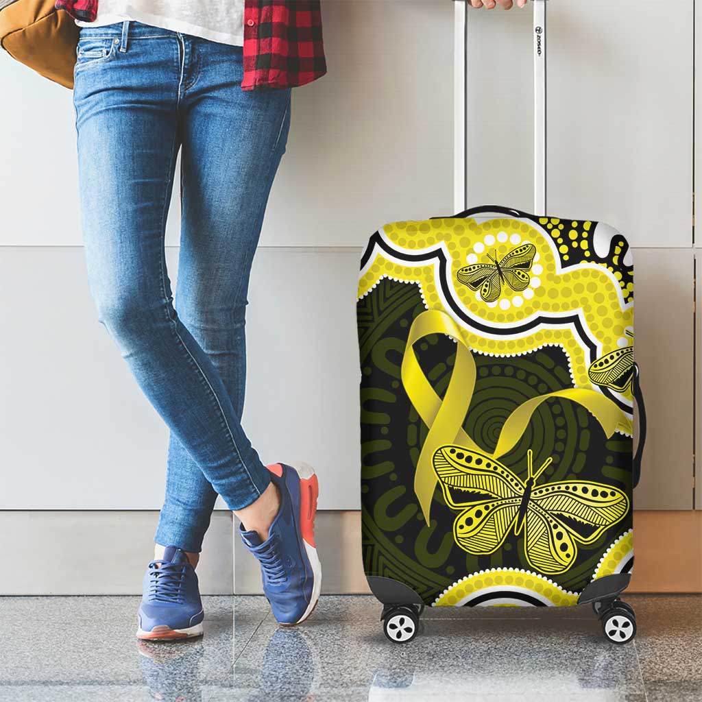 Yellow Ribbon Sarcoma Awareness Month Luggage Cover Aboriginal Art - Aussie Hoodie