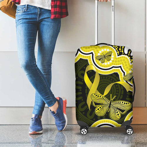 Yellow Ribbon Sarcoma Awareness Month Luggage Cover Aboriginal Art - Aussie Hoodie
