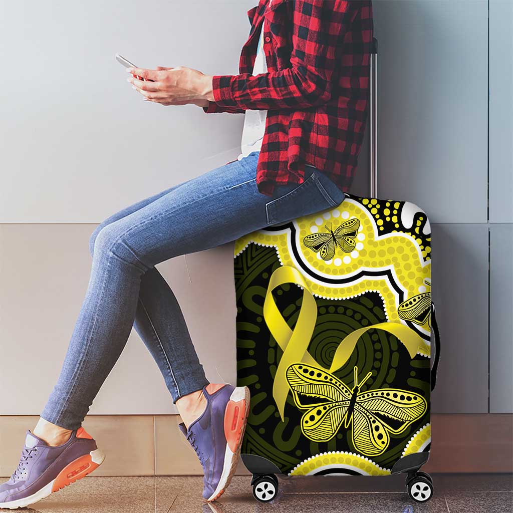 Yellow Ribbon Sarcoma Awareness Month Luggage Cover Aboriginal Art - Aussie Hoodie