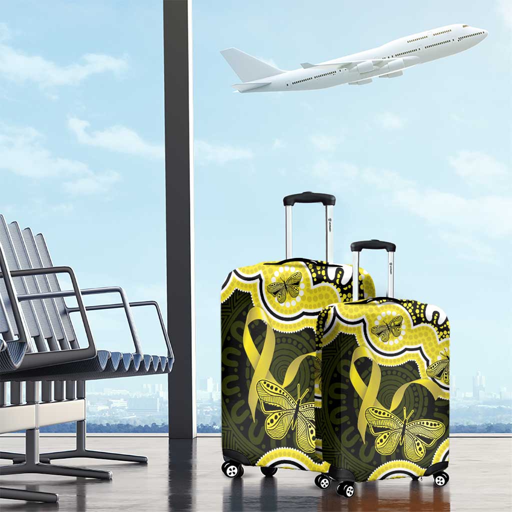 Yellow Ribbon Sarcoma Awareness Month Luggage Cover Aboriginal Art - Aussie Hoodie