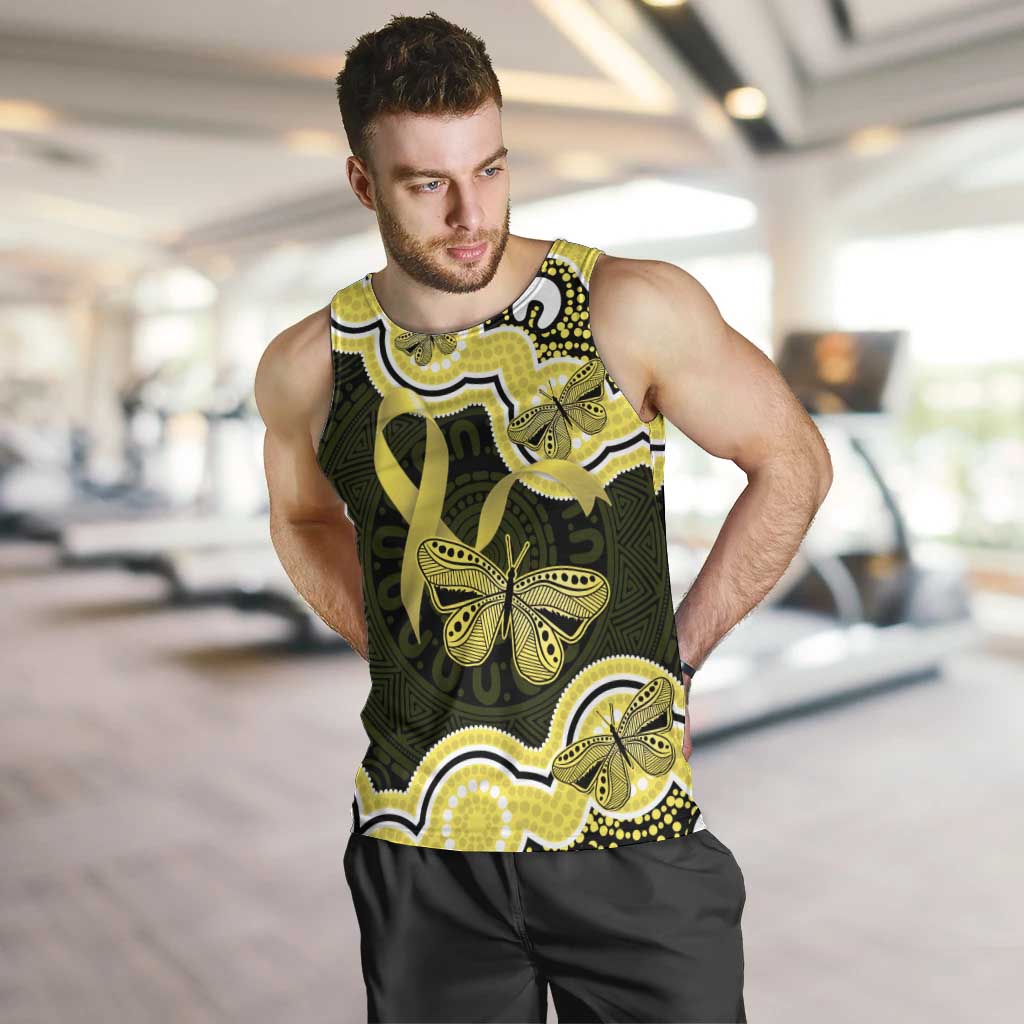 Yellow Ribbon Sarcoma Awareness Month Men Tank Top Aboriginal Art - Aussie Hoodie