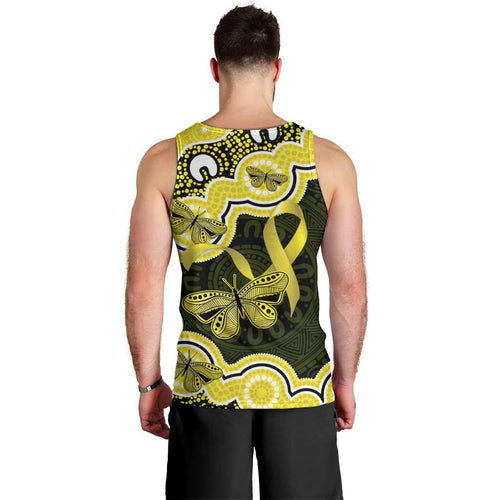 Yellow Ribbon Sarcoma Awareness Month Men Tank Top Aboriginal Art - Aussie Hoodie