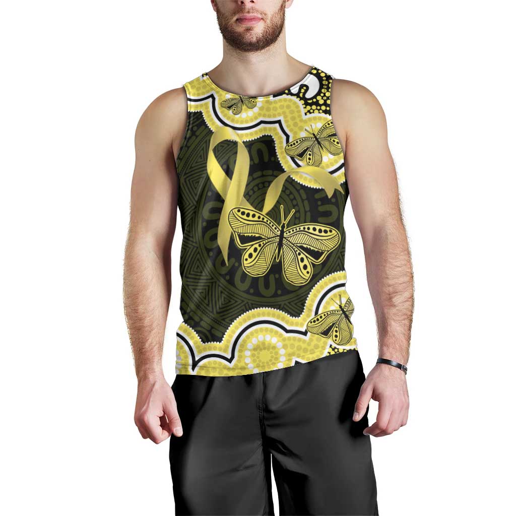 Yellow Ribbon Sarcoma Awareness Month Men Tank Top Aboriginal Art - Aussie Hoodie