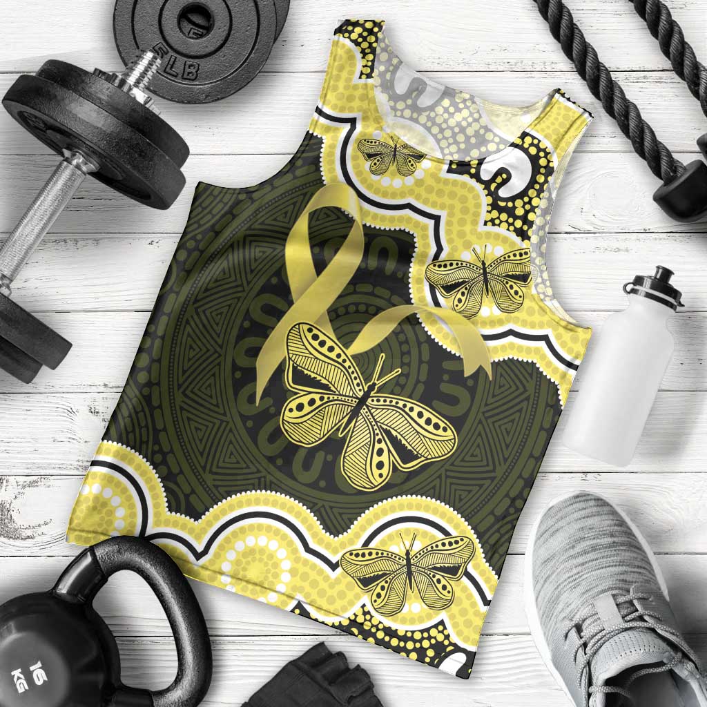 Yellow Ribbon Sarcoma Awareness Month Men Tank Top Aboriginal Art - Aussie Hoodie