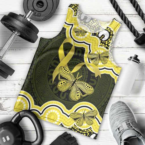 Yellow Ribbon Sarcoma Awareness Month Men Tank Top Aboriginal Art - Aussie Hoodie