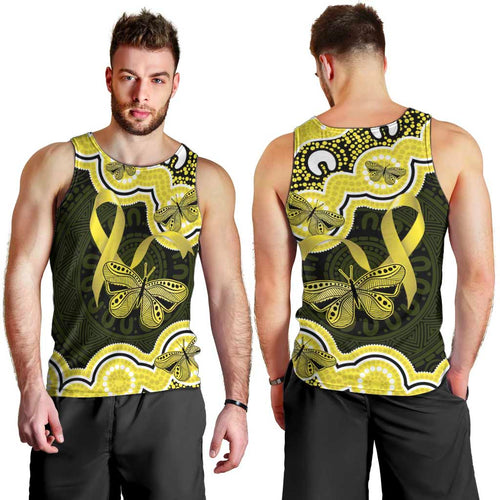 Yellow Ribbon Sarcoma Awareness Month Men Tank Top Aboriginal Art - Aussie Hoodie