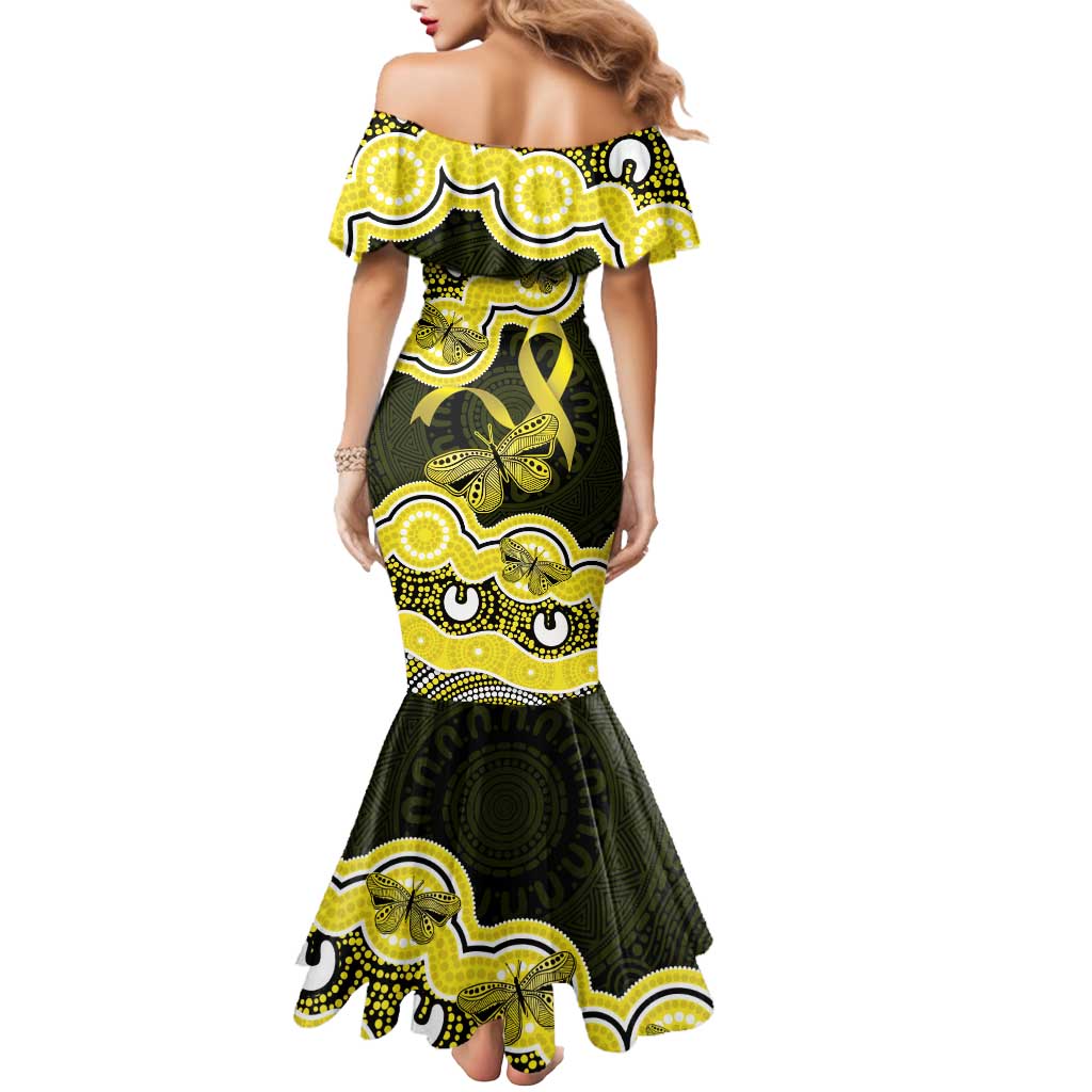 Yellow Ribbon Sarcoma Awareness Month Mermaid Dress Aboriginal Art - Aussie Hoodie