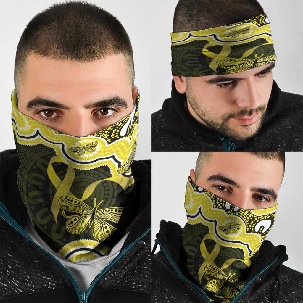 Yellow Ribbon Sarcoma Awareness Month Neck Gaiter Aboriginal Art - Aussie Hoodie