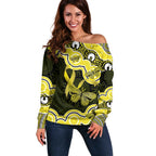 Yellow Ribbon Sarcoma Awareness Month Off Shoulder Sweater Aboriginal Art - Aussie Hoodie