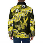 Yellow Ribbon Sarcoma Awareness Month Padded Jacket Aboriginal Art - Aussie Hoodie