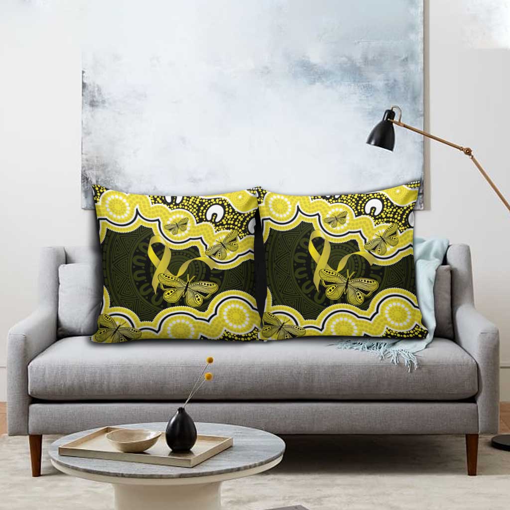 Yellow Ribbon Sarcoma Awareness Month Pillow Cover Aboriginal Art - Aussie Hoodie