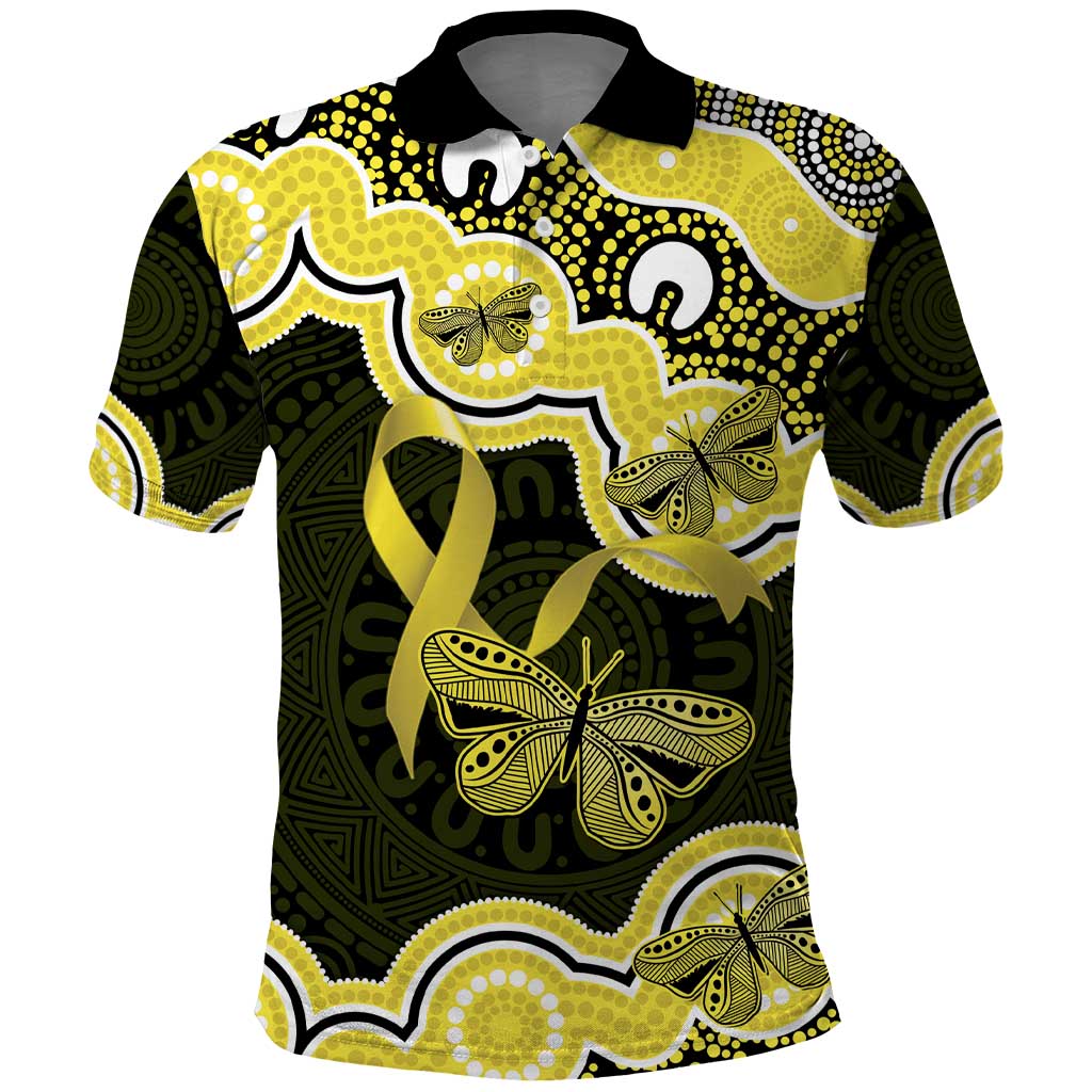 Yellow Ribbon Sarcoma Awareness Month Polo Shirt Aboriginal Art - Aussie Hoodie