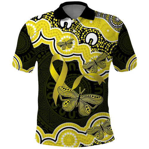 Yellow Ribbon Sarcoma Awareness Month Polo Shirt Aboriginal Art - Aussie Hoodie