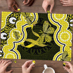 Yellow Ribbon Sarcoma Awareness Month Puzzle Aboriginal Art - Aussie Hoodie