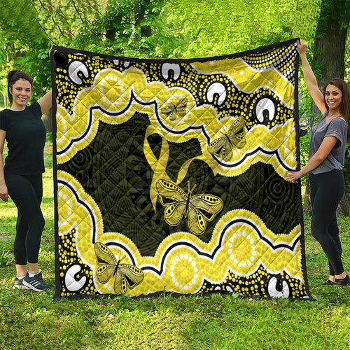 Yellow Ribbon Sarcoma Awareness Month Quilt Aboriginal Art - Aussie Hoodie