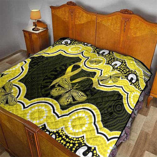 Yellow Ribbon Sarcoma Awareness Month Quilt Aboriginal Art - Aussie Hoodie