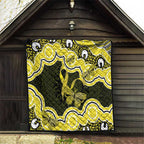 Yellow Ribbon Sarcoma Awareness Month Quilt Aboriginal Art - Aussie Hoodie