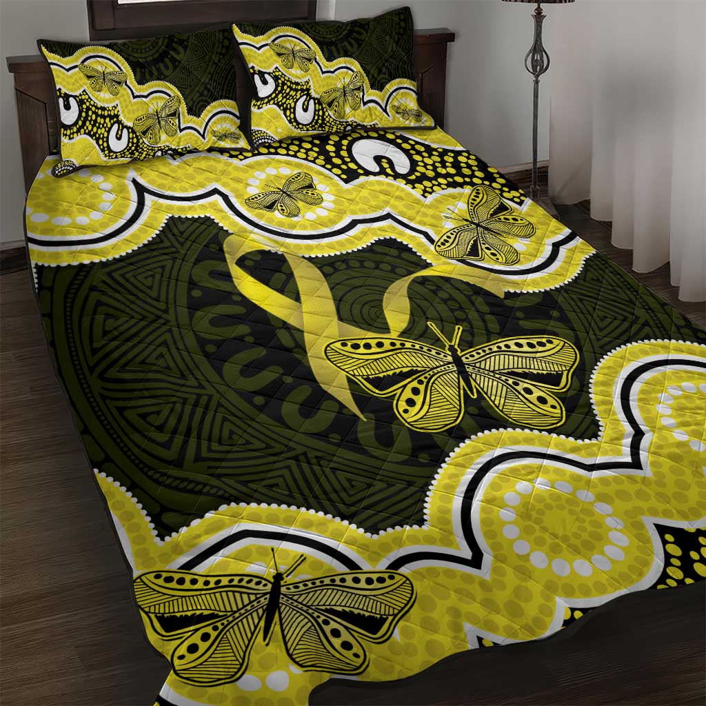 Yellow Ribbon Sarcoma Awareness Month Quilt Bed Set Aboriginal Art - Aussie Hoodie