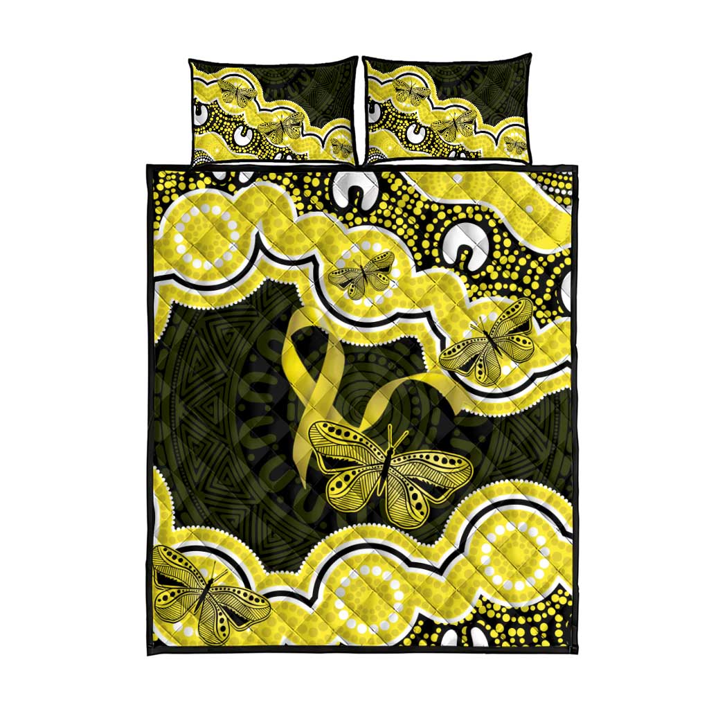 Yellow Ribbon Sarcoma Awareness Month Quilt Bed Set Aboriginal Art - Aussie Hoodie