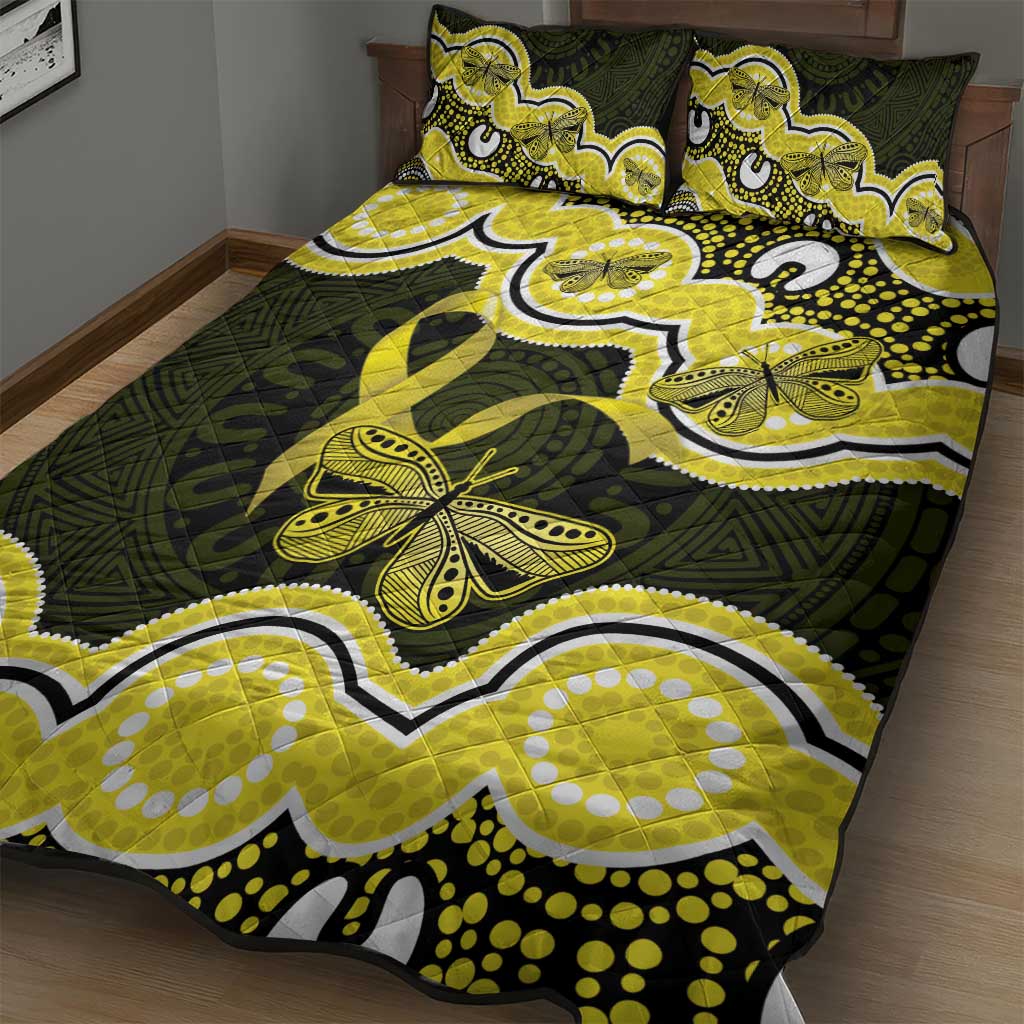 Yellow Ribbon Sarcoma Awareness Month Quilt Bed Set Aboriginal Art - Aussie Hoodie