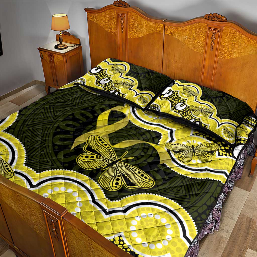 Yellow Ribbon Sarcoma Awareness Month Quilt Bed Set Aboriginal Art - Aussie Hoodie