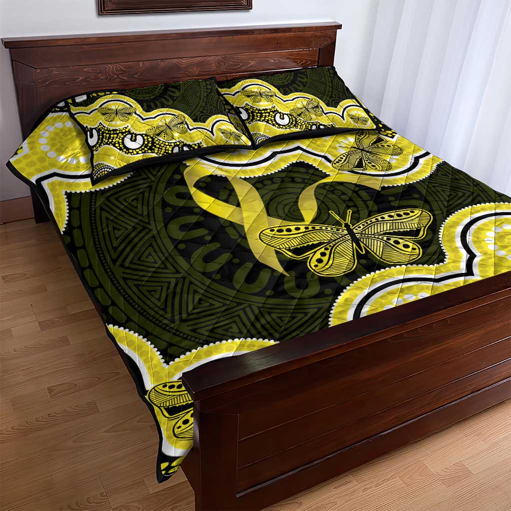Yellow Ribbon Sarcoma Awareness Month Quilt Bed Set Aboriginal Art - Aussie Hoodie