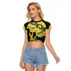 Yellow Ribbon Sarcoma Awareness Month Raglan Cropped T Shirt Aboriginal Art - Aussie Hoodie