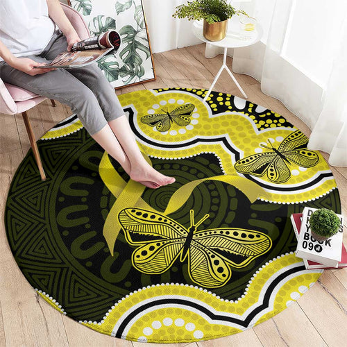 Yellow Ribbon Sarcoma Awareness Month Round Carpet Aboriginal Art - Aussie Hoodie