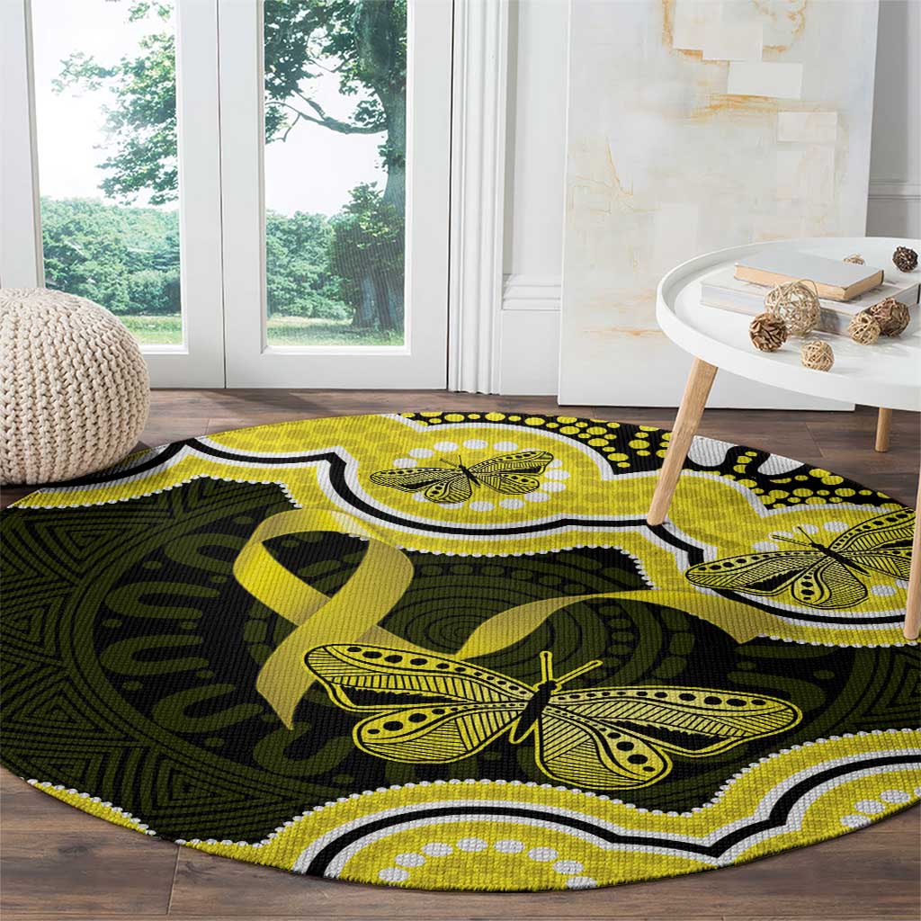 Yellow Ribbon Sarcoma Awareness Month Round Carpet Aboriginal Art - Aussie Hoodie