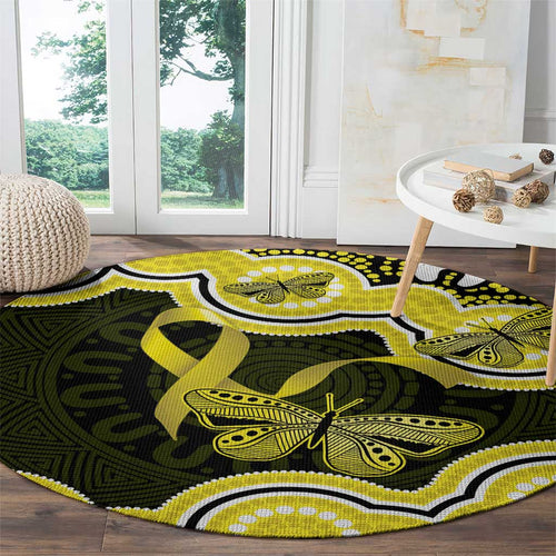 Yellow Ribbon Sarcoma Awareness Month Round Carpet Aboriginal Art - Aussie Hoodie