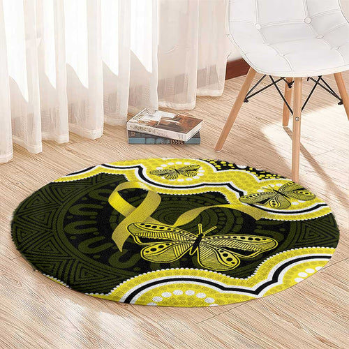 Yellow Ribbon Sarcoma Awareness Month Round Carpet Aboriginal Art - Aussie Hoodie