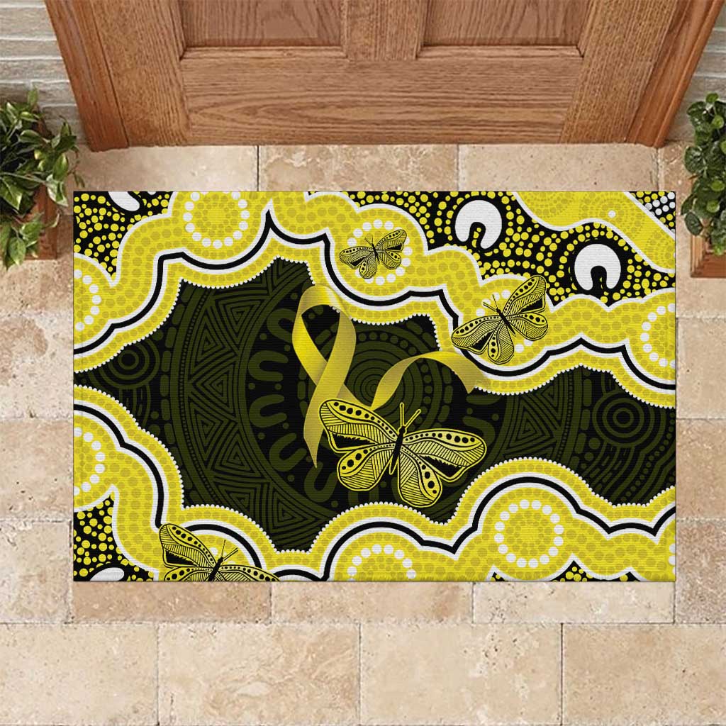 Yellow Ribbon Sarcoma Awareness Month Rubber Doormat Aboriginal Art - Aussie Hoodie