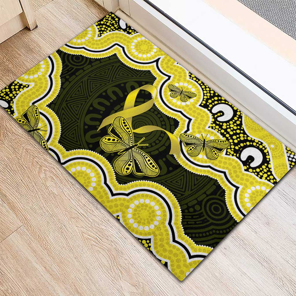 Yellow Ribbon Sarcoma Awareness Month Rubber Doormat Aboriginal Art - Aussie Hoodie