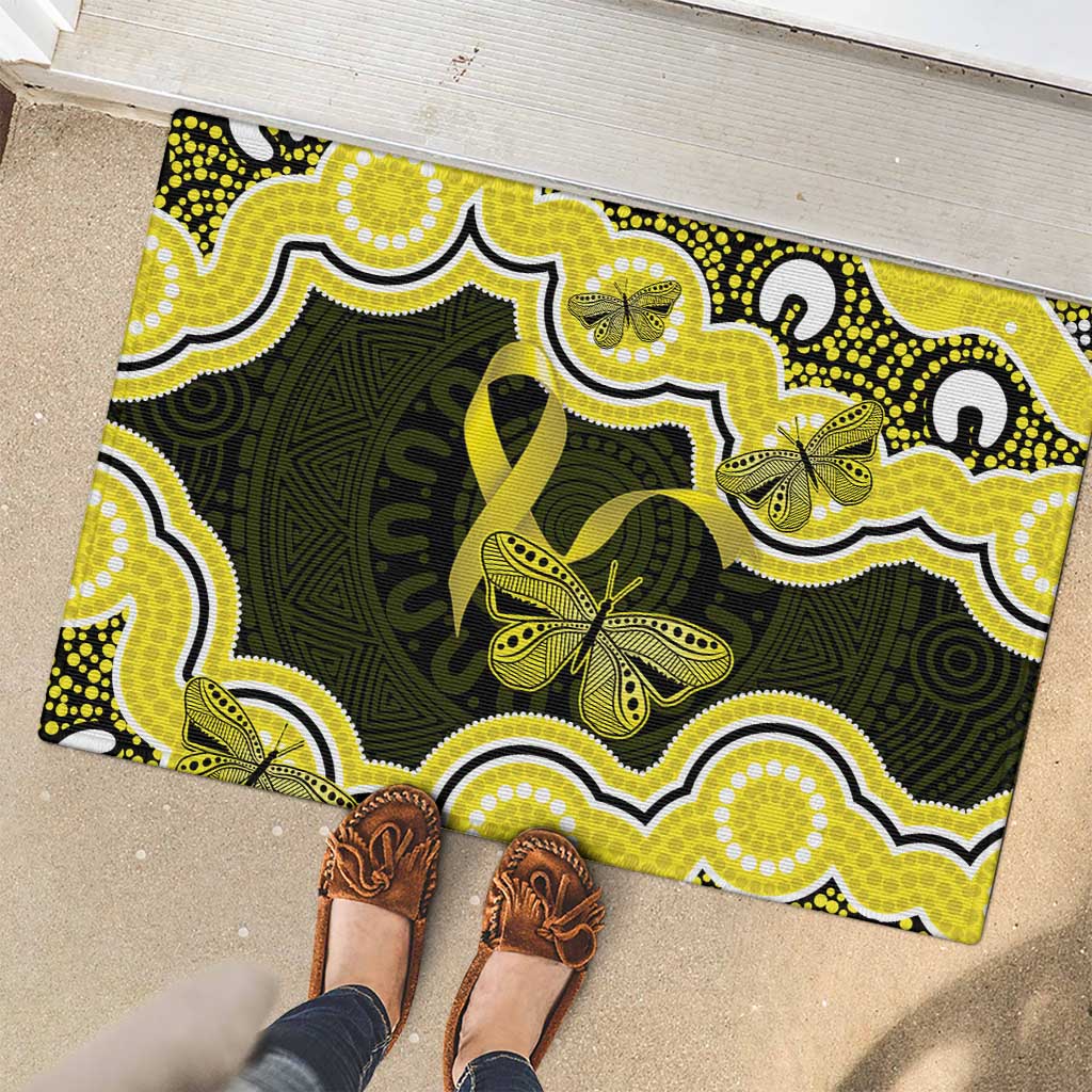 Yellow Ribbon Sarcoma Awareness Month Rubber Doormat Aboriginal Art - Aussie Hoodie