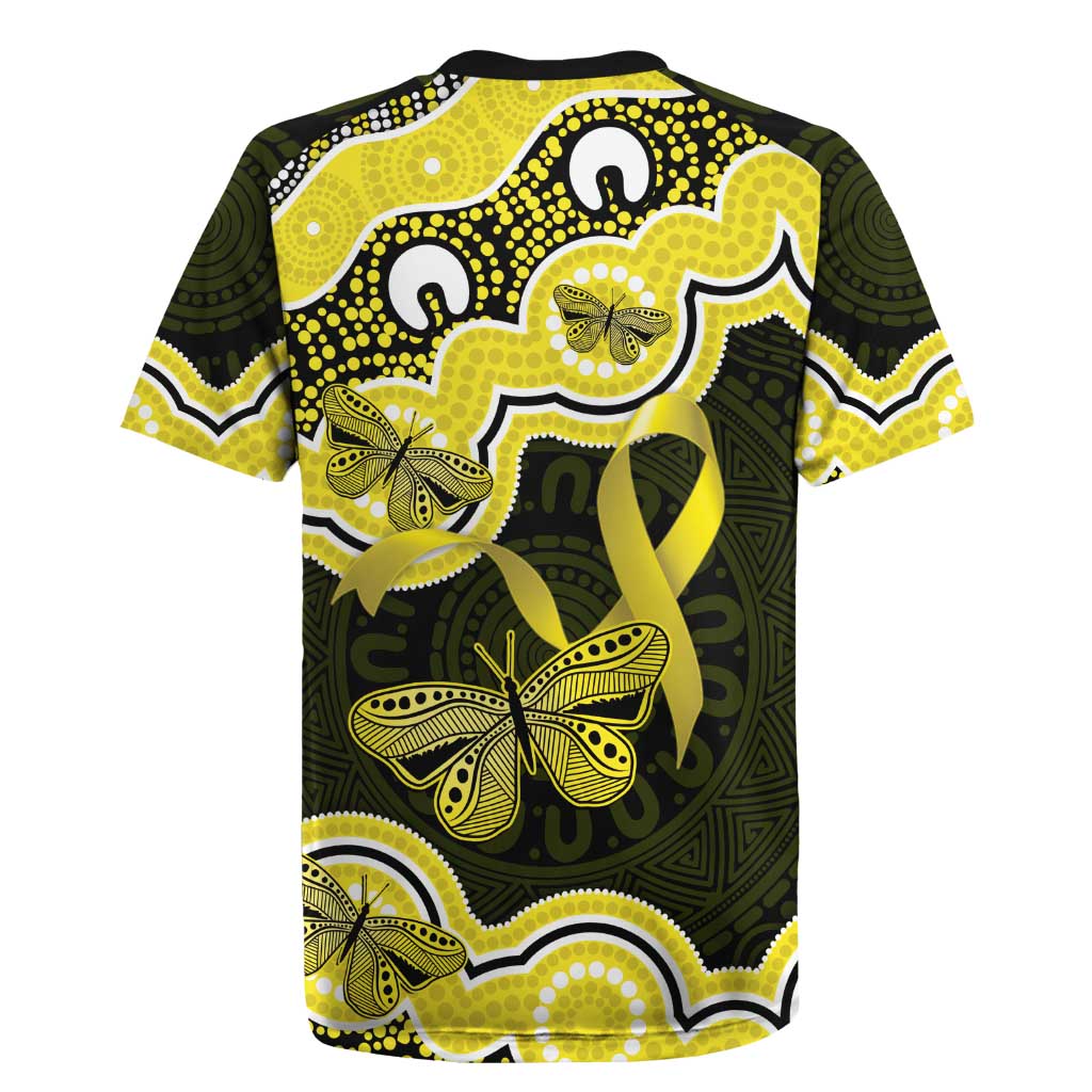 Yellow Ribbon Sarcoma Awareness Month Rugby Jersey Aboriginal Art - Aussie Hoodie