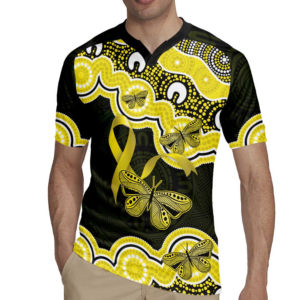 Yellow Ribbon Sarcoma Awareness Month Rugby Jersey Aboriginal Art - Aussie Hoodie