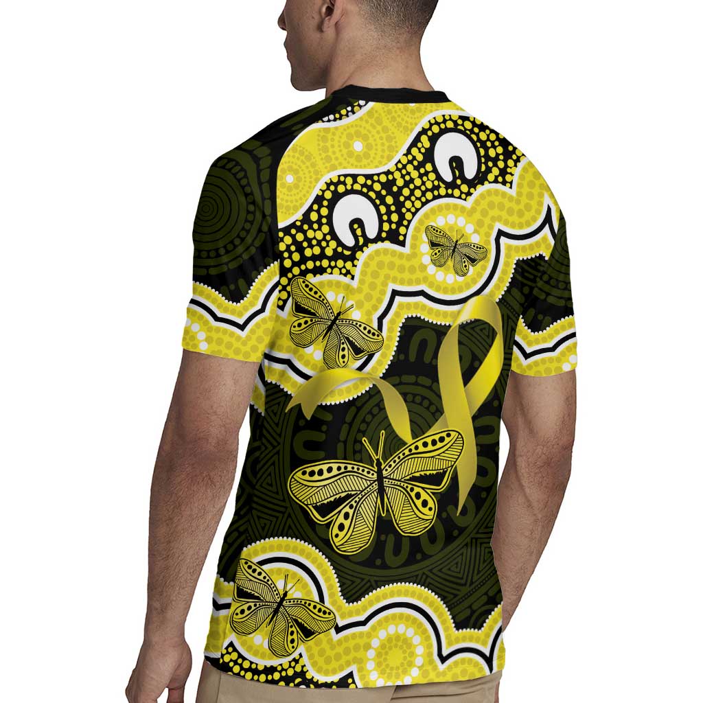 Yellow Ribbon Sarcoma Awareness Month Rugby Jersey Aboriginal Art - Aussie Hoodie