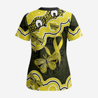 Yellow Ribbon Sarcoma Awareness Month Scrub Top Aboriginal Art - Aussie Hoodie