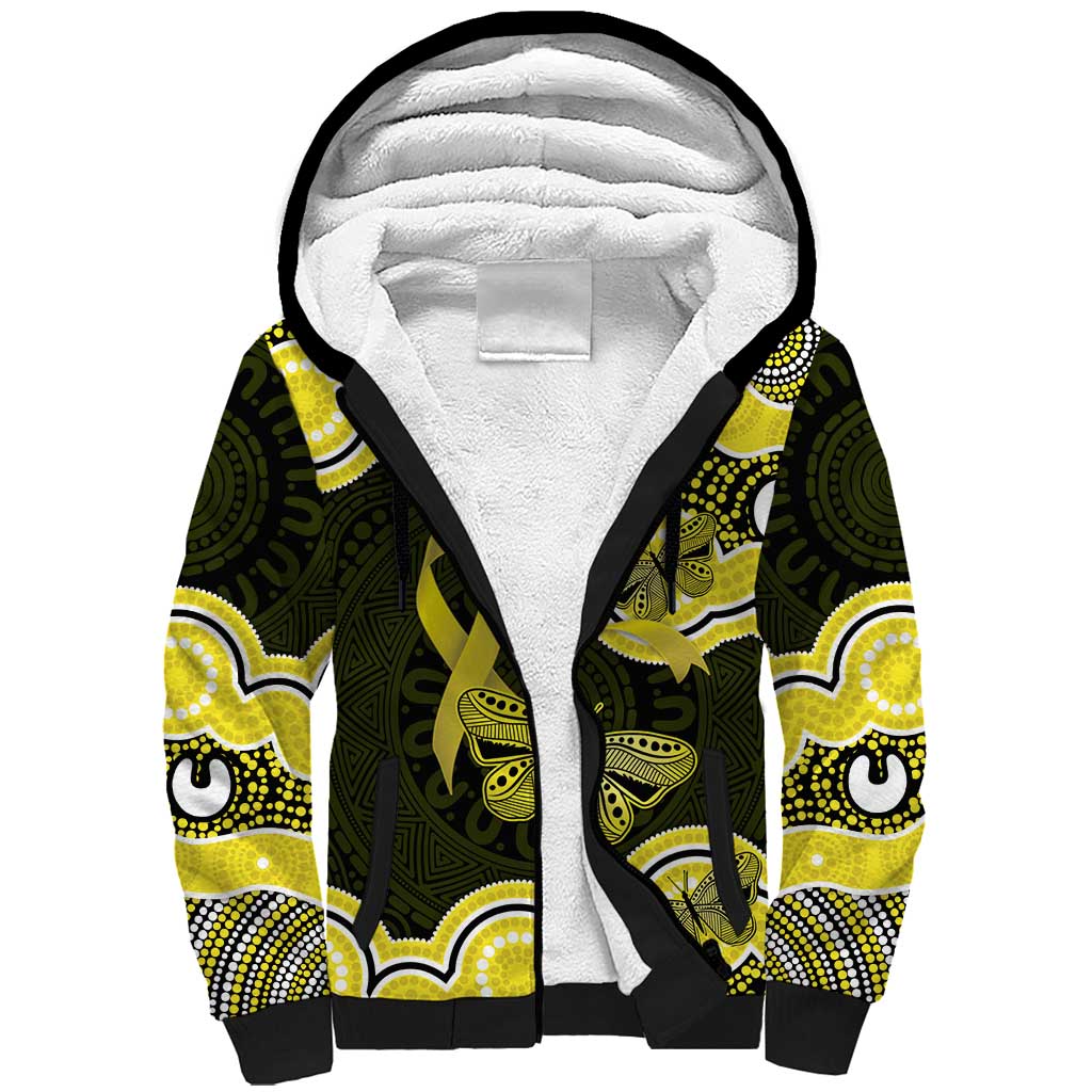 Yellow Ribbon Sarcoma Awareness Month Sherpa Hoodie Aboriginal Art - Aussie Hoodie