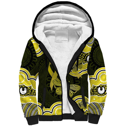 Yellow Ribbon Sarcoma Awareness Month Sherpa Hoodie Aboriginal Art - Aussie Hoodie