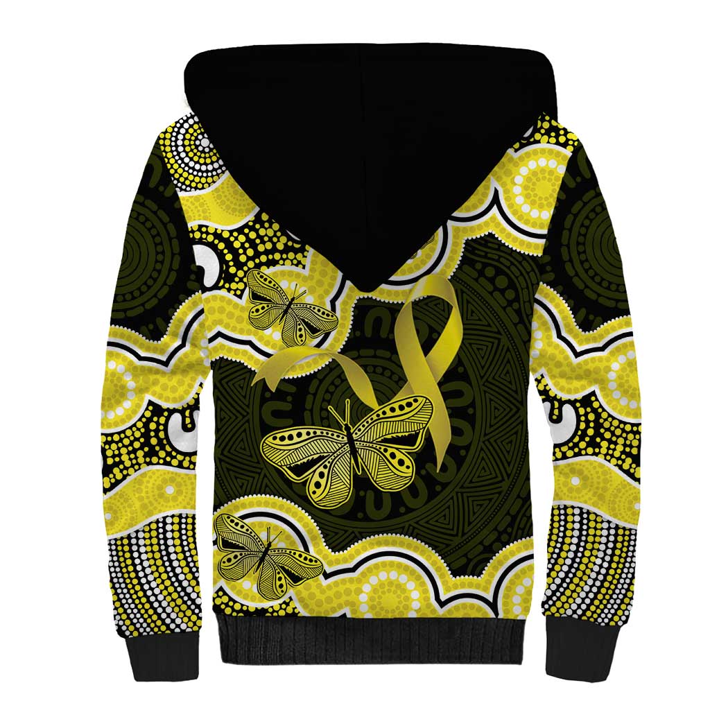 Yellow Ribbon Sarcoma Awareness Month Sherpa Hoodie Aboriginal Art - Aussie Hoodie