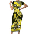 Yellow Ribbon Sarcoma Awareness Month Short Sleeve Bodycon Dress Aboriginal Art - Aussie Hoodie