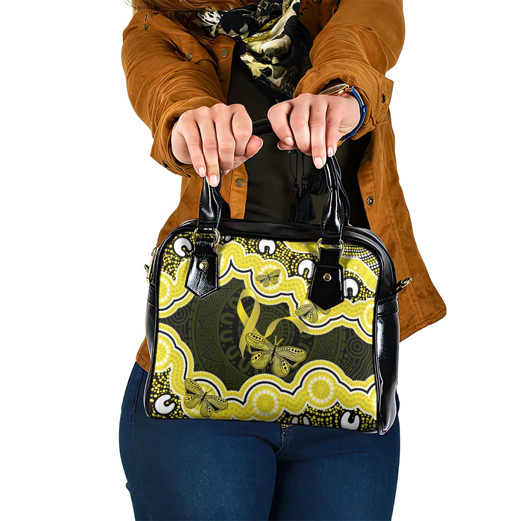 Yellow Ribbon Sarcoma Awareness Month Shoulder Handbag Aboriginal Art - Aussie Hoodie